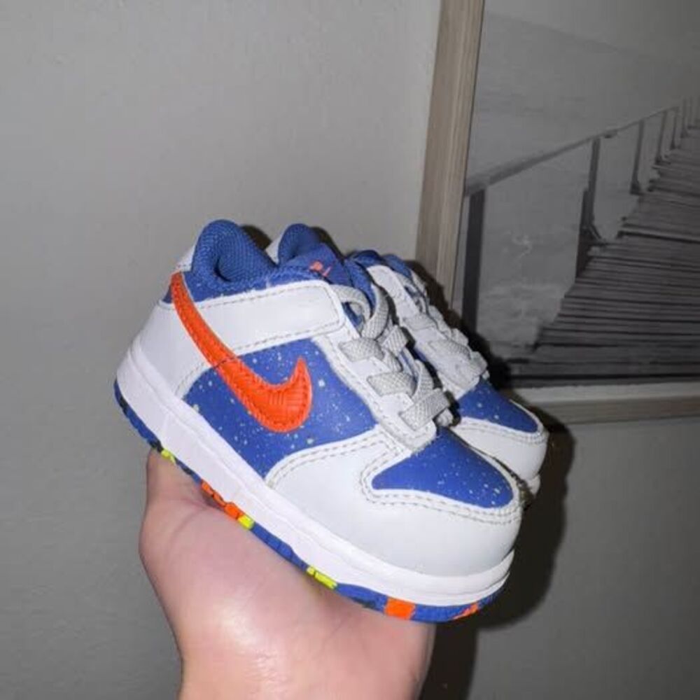 Nike Dunk Low Toddler Shoes Blue White Orange HJ9235-025 Size 5C